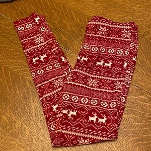 Christmas red/white leggings from Maurices